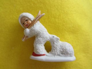 Rare Antique German Bisque Polar Bear Biting Snow Baby Snowbabies Skier Backside