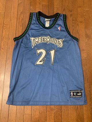 Rare Puma Authentic Minnesota Timberwolves Kevin Garnett 21 Blue Jersey Size 48