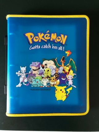 1999 Rare Vintage Pokemon Card Toy Site 3 - Ring Zipper Binder With Handle Pikachu