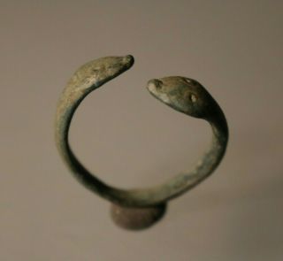 Ancient Fantastic Viking Bronze Snake Ring 8 - 10th Century Ad