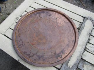 Large Vintage Copper Plate Tray Arts & Crafts? 35.  5cms Heavy Handmade?