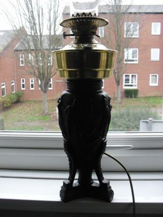 Antique Brass Oil Lamp Converted To Electric