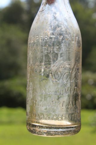 Montgomery Alabama Straight Side Coca Cola Bottle Mid Script Ala Rare Ring Neck