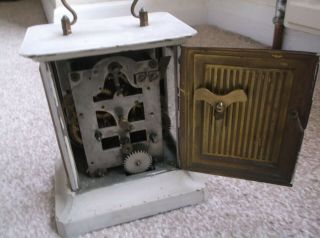 Vintage Collectable Wind Up Mantle Clock,  Very Old Complex Cogs Mechanism,  Key