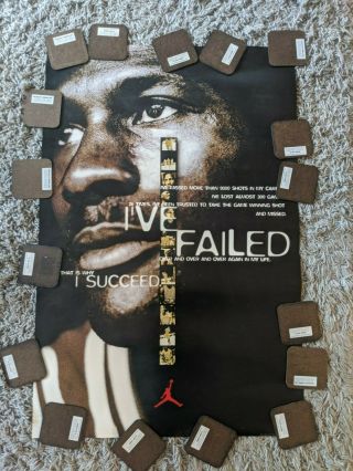 RARE 1998 Nike Michael Jordan Failed Succeed Chicago Bulls 23X35 Poster 2
