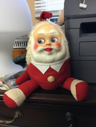 Rare Vintage Japan Santa Claus Humpty Dumpty Stuffed Plastic Face 100 Origina