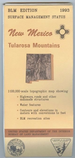 Usgs Blm Edition Topographic Map Mexico Tularosa Mountains - 1993