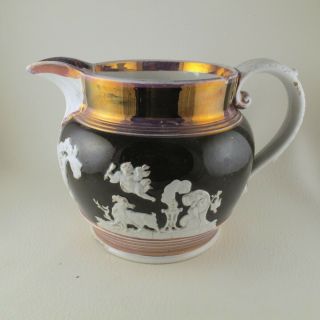 C 1820 Copper & Pink Luster Staffordshire Lusterware Milk Jug Pitcher Wedgwood