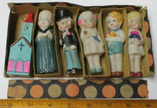 Rare Boxed Set Wedding Of The Dolls 6 Bisque Frozen Charlotte/penny Dolls Japan