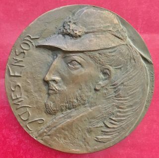 James Ensor Rare Médaille Bronze Signée Michèle Rossigneux
