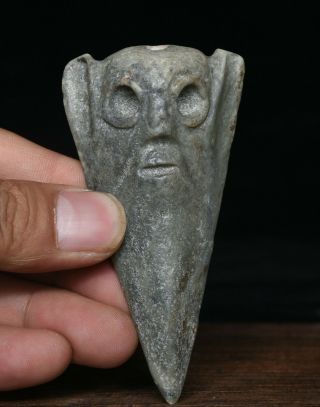 3.  6 " Chinese Hongshan Culture Rare Jade Stone Carved Skull Portrait Pendant