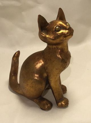 Rare Vintage Anthony Freeman Mcfarlin Cat 124 Gold Leaf Pottery Ceramic