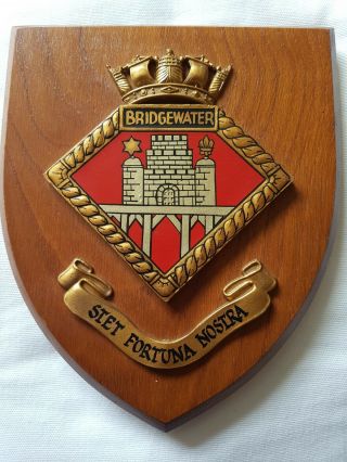 Vintage Hms Bridgewater Royal Navy Ship Plaque Wall Shield