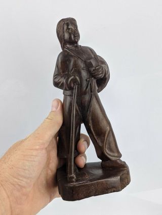 Chinese Carved Wood Figure Of A Woman Cultural Revolution Period 1960s Mao