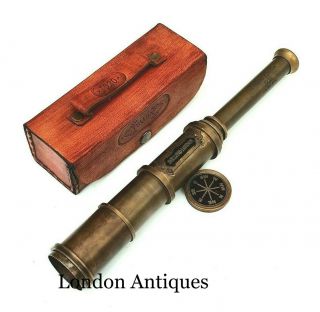 Brass Telescope Antique Vintage 8 Inch Hand Extending Old Naval Victorian Pirate