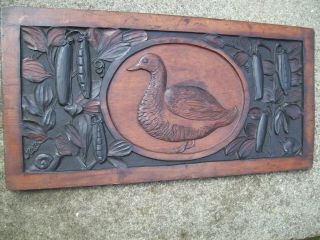 Antique Highly Carved Wooden Black Forest Plaque.  Signed By The Carver