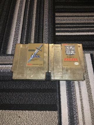 Rare Gold Cartridge Nes Zelda I & Ii