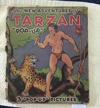 Antique The Adventures Of Tarzan 3 Page Pop Up Book