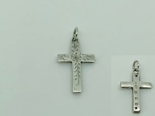 Antique Victorian 1898 Crisford&norris Sterling Silver Miniature Cross Pendant