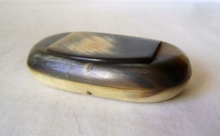 Antique C.  19th Cow Horn Snuff Box: Oval Shape: In