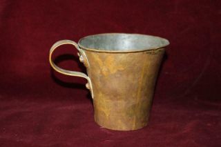 Rare Authentic Revolutionary War Era Copper Mug W/fine Applied Handle Circa 1770