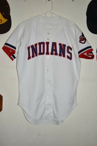 Rare Htf Game / Team Issue Cleveland Indians 1986 - 1988 Hm White Jersey Sz 44