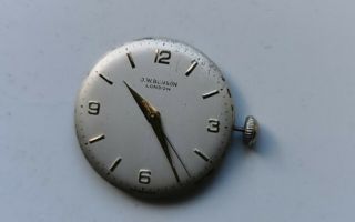 Mens Vintage J.  W.  Benson London Swiss 21 Jewels Watch Movement Spares Or Repairs