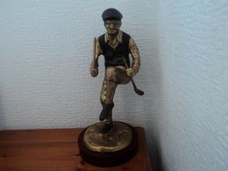 Vintage Large Heavy Cold Painted Brass Cast " Angry Golfer " Desk Top Display.