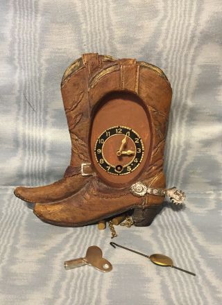 Vintage Rare Miniature Cowboy Boots Cuckoo Clock Germany