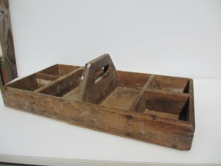 Vintage Wooden Box Tray Holder Storage Tool Workshop Old Wall Display Shelf