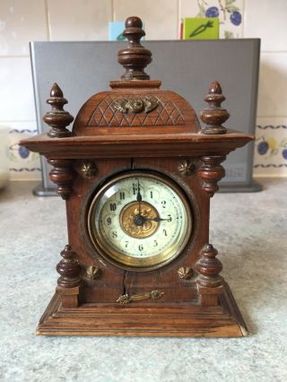 Antique Miniature Junghans Oak Cased Bracket Clock For Spares