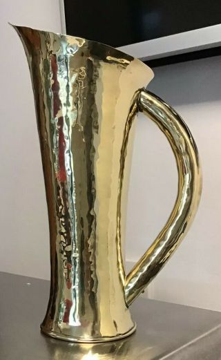 8 " Tall Art Deco Style Handled Brass Jug Or Vase