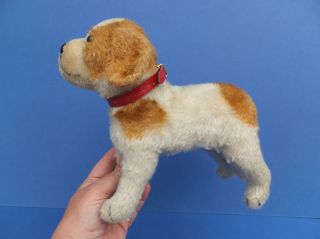 Rare Vintage Antique Steiff St Bernard Dog Toy,  Ear Button Mohair Fur Glass Eye