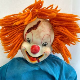 Vintage Bozo The Clown Doll Creepy Scary Halloween Prop Horror Knickerbocker