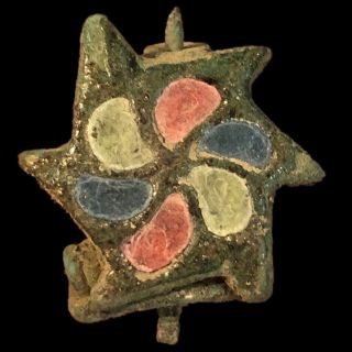Rare Ancient Roman Bronze Enamelled Fibula Brooch 200 - 400 Ad (14)