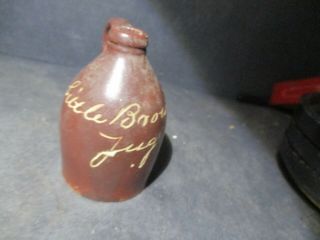 Vintage Antique Stoneware Mini Little Brown Jug E122 Pl