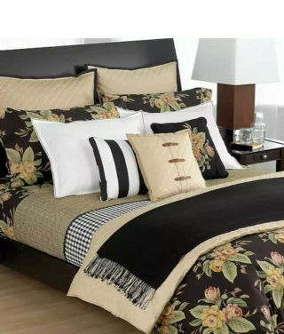 Rare Ralph Lauren Charleston Black Floral Twin Comforter French Country