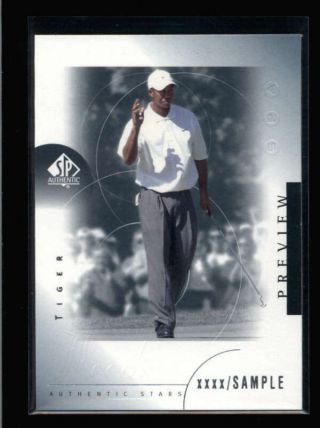 Tiger Woods 2001 Sp Authentic 21 Preview Xxxx/sample Rookie (rare Rc) N1312