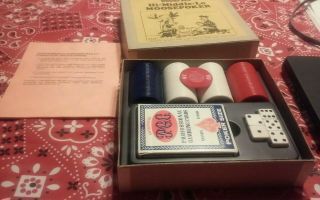 1 Rare Old 1974 Vintage Moose Fancier Poker Lover Game Hoyle Chips Deck Dice Box