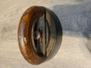 Rare Antique Vintage Iron With Wooden Handle
