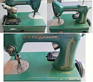 Rare Antique Ge General Electric Ma - 1 Sewhandy Green Portable Sewing Machine