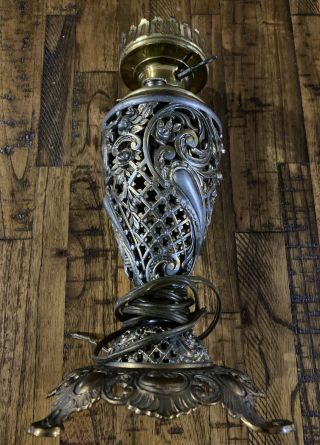 Antique " The B&h " Bradley Hubbard Oil Lamp.