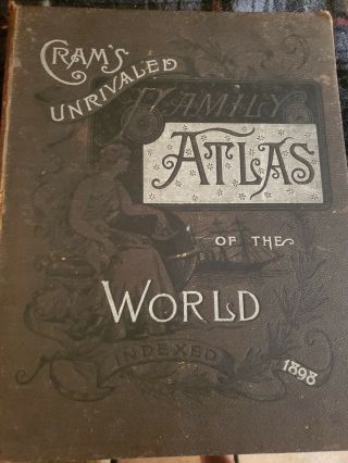 Rare Vintage 1898 Crams Unrivaled Atlas Of The World