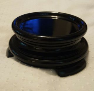 Vintage Art Deco Black Glass Stand Base Fish Bowl - Orb - Vase Holder 4 - 1/8 " X 2 "