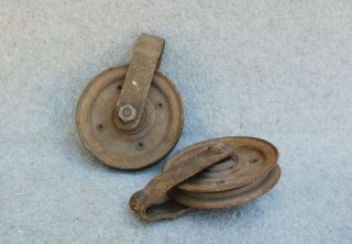 Barn Farm Pulley Pair 4 1/4 " Diameter X 3/4 " Overall 6 " Antique Salvage Hardware
