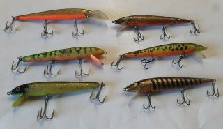 3 Vintage Smithwick Rogue Lures,  2 Cordell Red Fin Lure,  1 Rebel Fastrac Lure