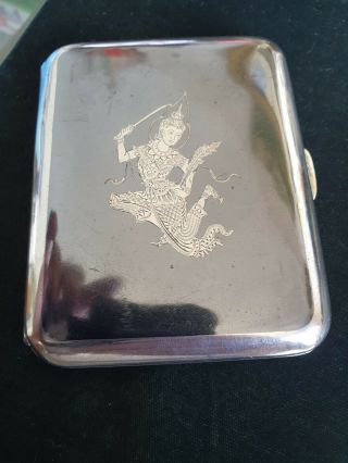 Antique Sterling Silver Siam Cigarette /card Case 925