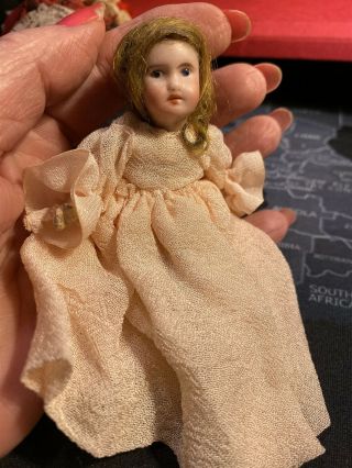 Extremely Rare Vintage French Sfbj Bisque Doll Only 3 1/2 " - Smallest