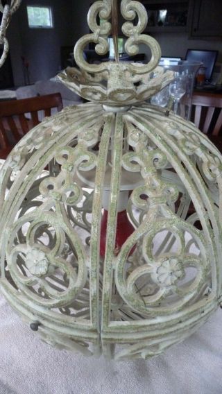Vintage Large Round Mid Century Metal Hanging Light Fixture Rare With 12 