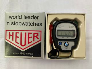 Rare Vintage Heuer Bmw Microsplit 1000 Stopwatch W/ Box & Papers